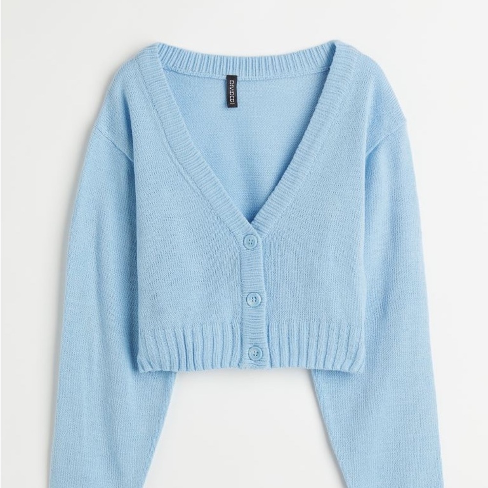 H&M Light Blue Cropped Cardigan